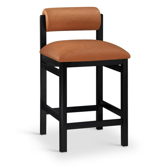 Meridina Furniture Roundhill Cognac Vegan Leather Upholstered Counter Stool
