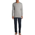 thumbnail image 4 of Hanes Men's and Big Men's Comfortsoft Long Sleeve Crew and Cotton Flannel Pajama Pants Set, 2-Piece, 4 of 4