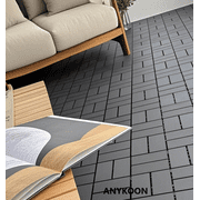 Anykoon 44 Pcs Plastic Interlocking Deck Tiles, 12x12 SquarePatio Deck Tiles, Outdoor and Indoor Patio Decking Tiles for Poolside Balcony Backyard, Waterproof Outdoor All Weather Use,DARK Grey