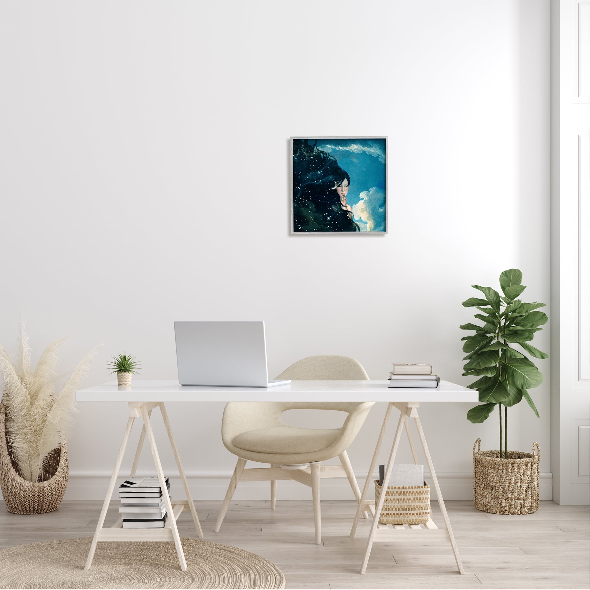 Stupell Industries Abstract Starry Night Sky Hair Daytime Clouds Framed Wall Art, 17 x 17, Design by Paula Belle Flores