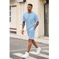 thumbnail image 2 of COOFANDY Men's Waffle Shirt and Shorts Set 2 Piece Outfits Casual Summer Tracksuits Set with Pockets, 2 of 5