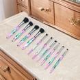thumbnail image 5 of Unique Bargains 10 Pcs Convenient Makeup Brush Set for Business Travel Green Brown Artificial Fiber Wool Plastic, 5 of 5