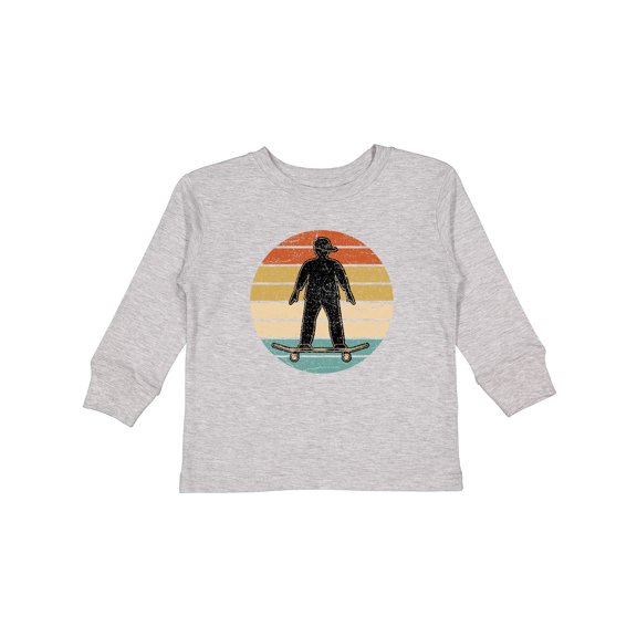 Inktastic Skateboarding Retro Sunset Skateboarder Boys Long Sleeve Toddler T-Shirt