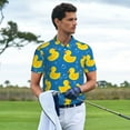 thumbnail image 3 of Honeii Rubber Duck print Polo Shirt, a classic short-sleeved, button-down golf shirt designed for menLarge, 3 of 6