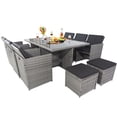 thumbnail image 3 of iRerts 11 Piece Patio Furniture Sets, Outdoor Patio Dining Sets Outdoor Space Saving Rattan Chairs with Glass Table, Patio Sectional Conversation Set Cushioned Seating for Backyard Garden Lawn, Black, 3 of 9