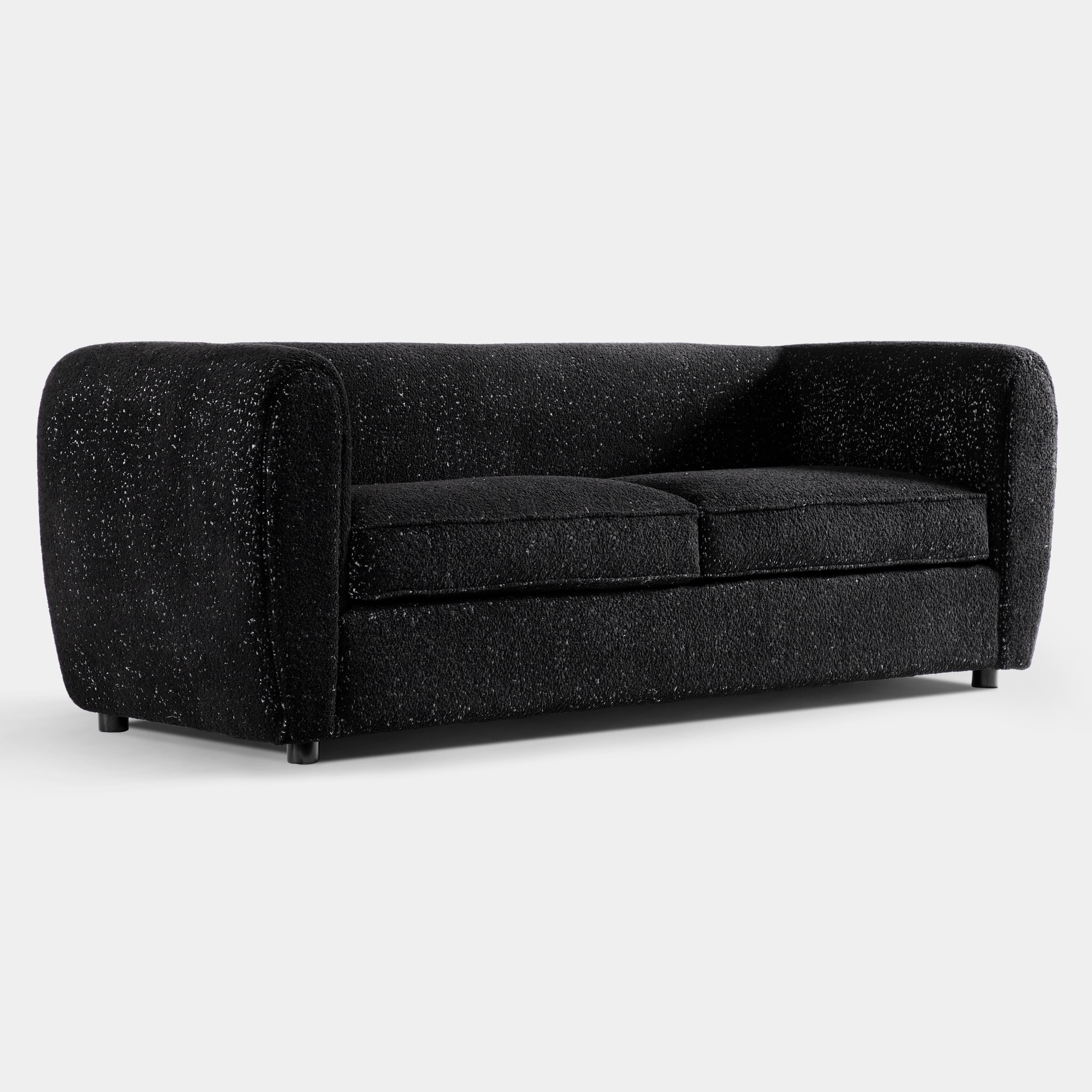 Furniture of America Nallia Tuxedo Style Upholstered Boucle Fabric Black Sofa