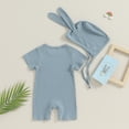 thumbnail image 3 of Bagilaanoe Newborn Baby Girls Boys One-pieces Short Sleeve Jumpsuit + Hat 3M 6M 9M 12M 18M Infant Romper Casual Clothing, 3 of 8