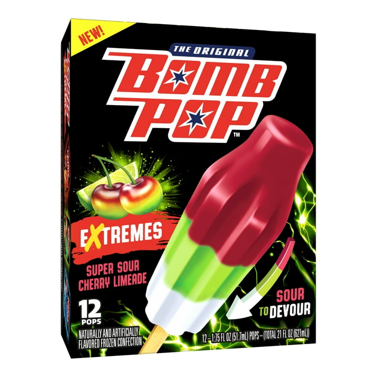 Bomb Pop Extremes Ice Pops Frozen Dessert, Super Sour Cherry