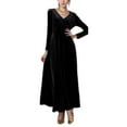 thumbnail image 2 of Frontwalk Women Maxi Dresses Long Sleeve A Line Dress V Neck Ladies Sexy Solid Color Black M, 2 of 3