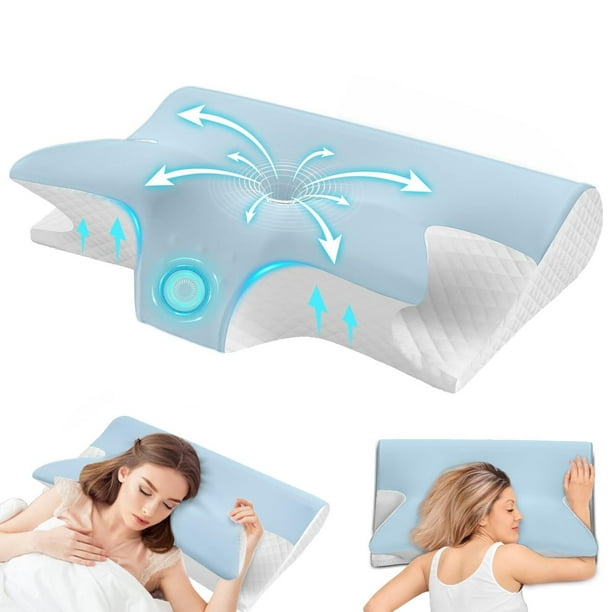 Almohada Memory Foam, Almohada Cervical para Aliviar el Dolor de Cuello, Almohada Ortopédica Ergonómica para Personas Que Dormir de Lado, Boca Arriba o Boca Abajo, con Fundas de Almohada