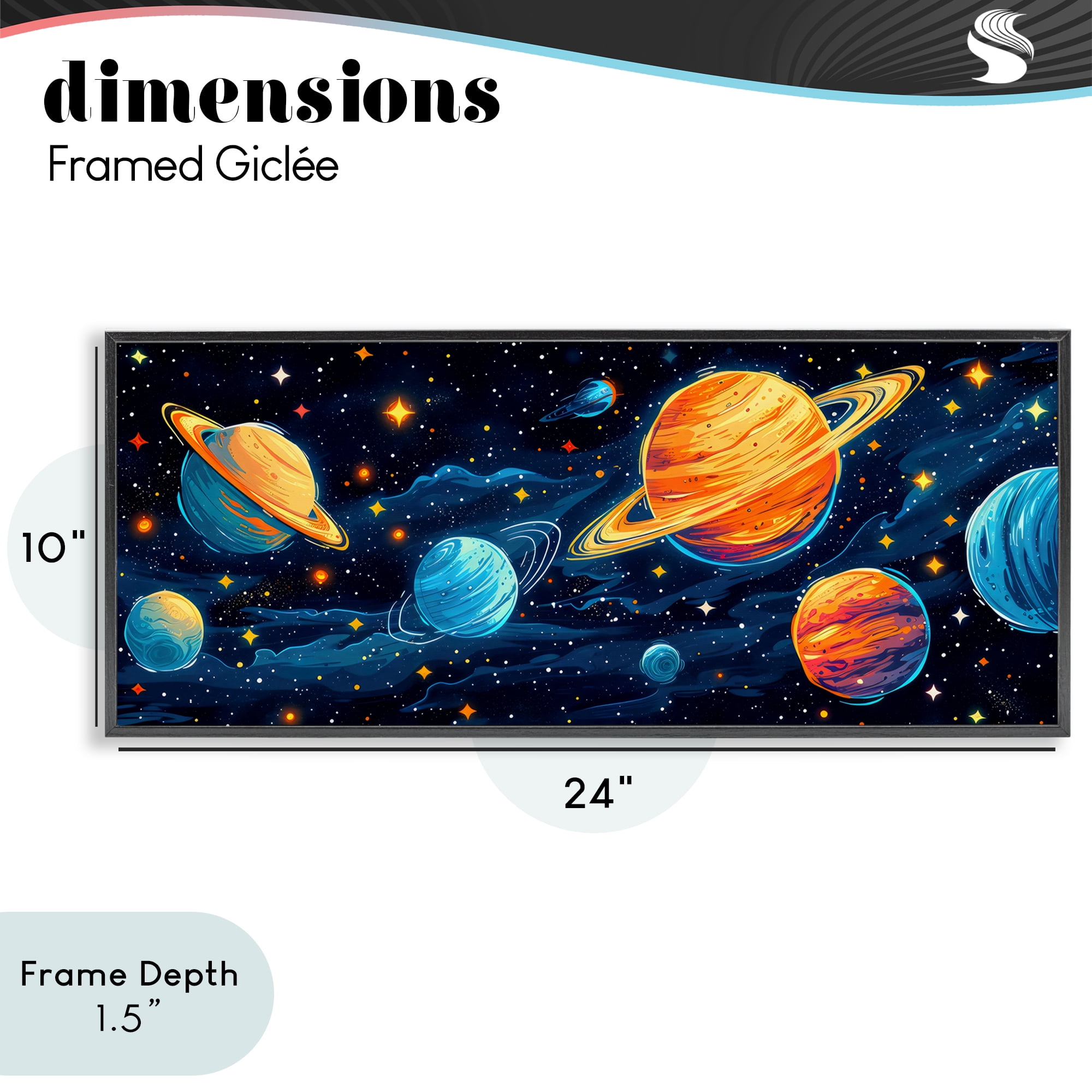 Stupell Industries Starry Universe Whimsy Black Framed Giclee Art, design by Creative Studio