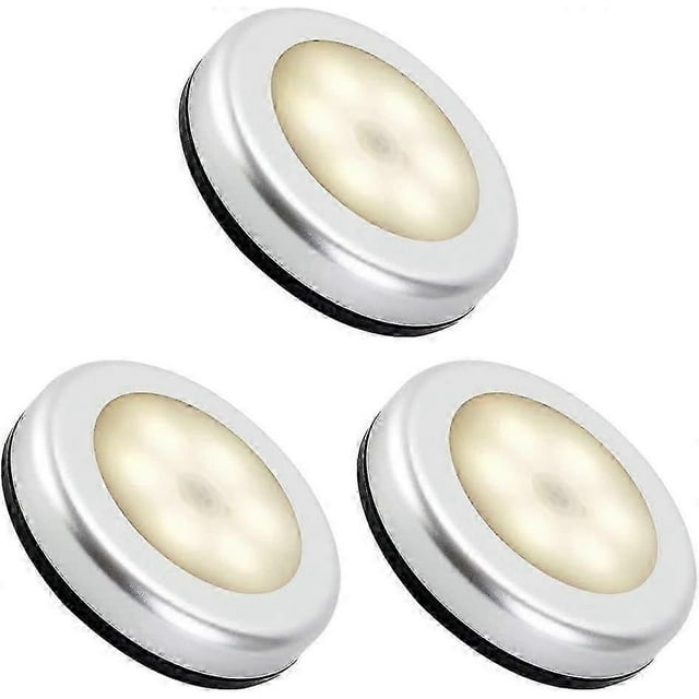 Indoor Motion Sensor Night Light,LED Battery Operated Lamp,Auto ON / OFF 3M Adhesive(3pcs,Warm White)