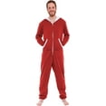 thumbnail image 2 of Ross Michaels - Mens Onesie with Hood - Holiday Pajamas - One Piece Pajama - Red, Large, 2 of 6