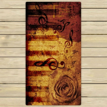 - PHFZK Vintage Retro Flower Floral Rose Towel, Music Notation Hand Towel Bath Bathroom Shower Towels Beach Towel 30x56 inches