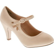Static Footwear Kimmy-21 Womens Round Toe Pierced Mid Heel Mary Jane Style Dress Pumps