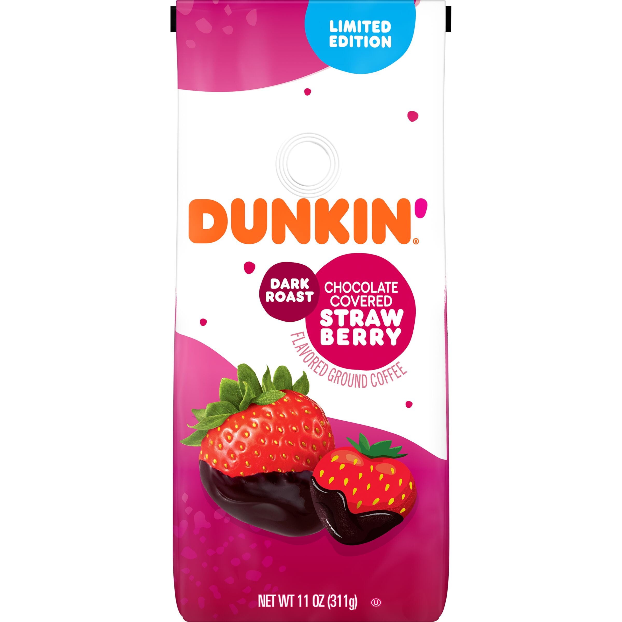 Dunkin Chocolate Covered Strawberry Ground Coffee, 11 oz. bag
