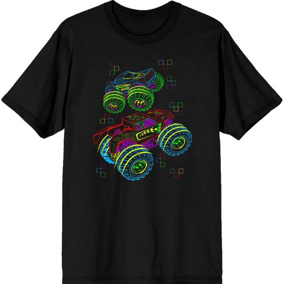 Colorful Line Art Car Adult Black Crew Neck Short Sleeve Tee-Medium
