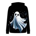 thumbnail image 5 of Frostluinai Halloween Fleece Hoodie for Women Flannel Fuzzy Hooded Sweatshirts Funny Ghosts Print Fluffy Sherpa Warm Pullover with Pocket S-2XL, 5 of 6