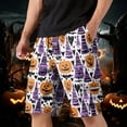 thumbnail image 2 of GrmtClth Halloween print shorts for men Cute Pumpkin Outdoor Short Pants Relaxed Lightweight Breathable Knee Length Cargo Shorts Daily Fun Party Clothes Purple M, 2 of 5
