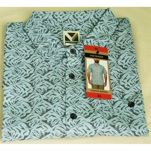 Voyager Men's Stretch Woven Short Sleeve Shirt, OMBRE BLUE, MED New with box/tags