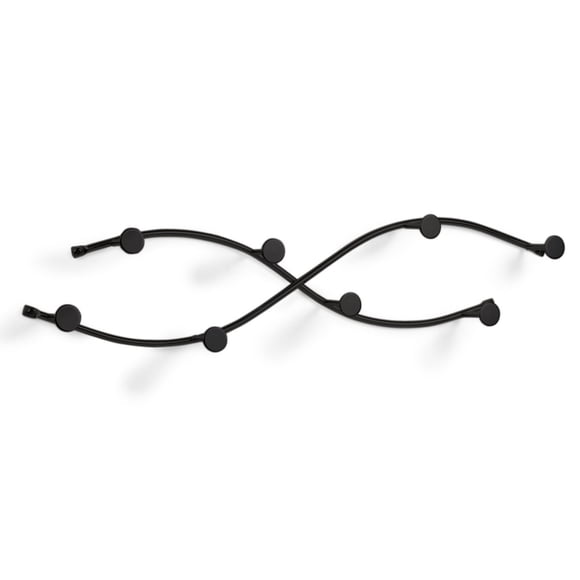 Spectrum Diversified Sweep Wall-Mount, 8-Hook Double Entryway, Closet Bathroom & Kitchen Storage, Home Decor Hat & Coat Rack for Organization, Black