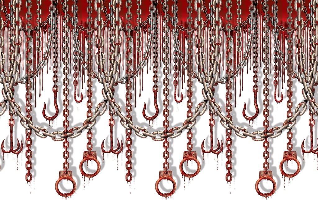 Halloween Bloody Chains & Hooks 30-foot Backdrop 