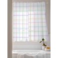 thumbnail image 3 of Sheer Curtains 72 Inches Long 2 Panels Set for Bedroom, White Plaid Grid Semi Sheer Curtains for Windows, Colorful Line Modern Simple Geometric Voile Window Treatments Rod Pocket Curtain, 3 of 7
