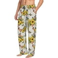 thumbnail image 2 of Uemuo Bird Sunflowers Pattern Men's Wide Leg Palazzo Lounge Pants with Pockets Light Weight Loose Comfy Casual Pajama Pants-X-Large, 2 of 9