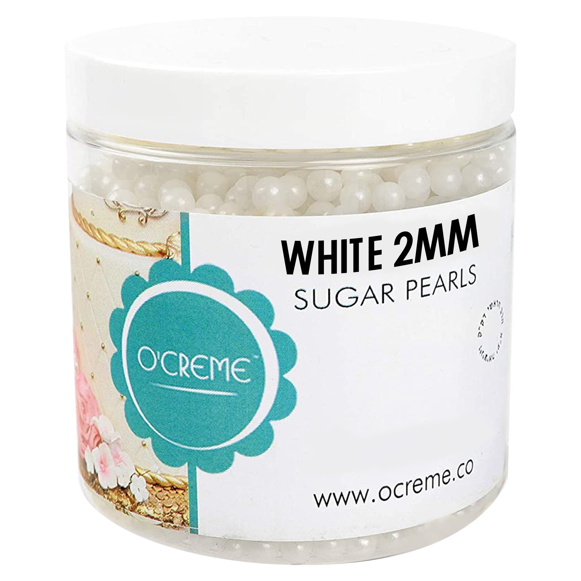 O'Creme Ivory Edible Sugar Pearls Cake Decorating Supplies for Bakers: Cookie, Cupcake & Icing Toppings, Beads Sprinkles for Baking, Kosher Certif