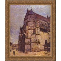 The Church at Moret, Winter 24x20 Gold Ornate Wood Framed Canvas Art by Alfred Sisley