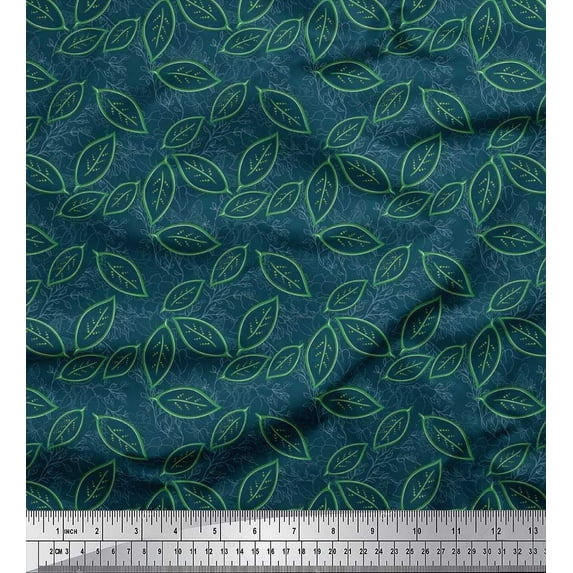 Soimoi Blue Cotton Poplin Fabric Insect & Artistic Decor Fabric Printed BTY 56 Inch Wide