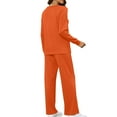 thumbnail image 4 of YUGYXL Two Piece Outfits for Women Fashion Solid Color Sweatsuit 2025 Casual Crewneck Pullover Sweatshirt Matching Wide Leg Pants Tracksuit Sets Gift for Girlfrind Orange,L, 4 of 9