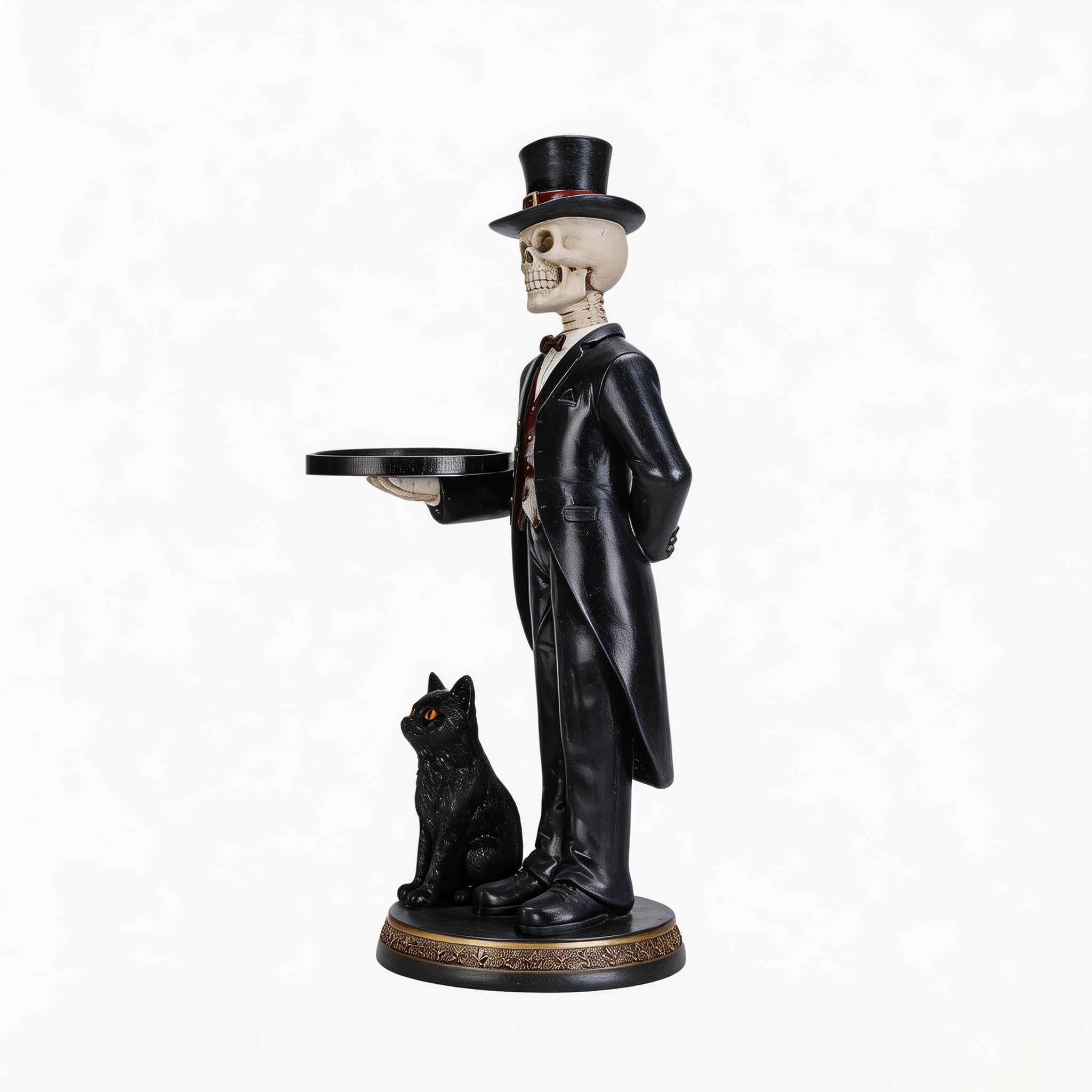 Alvantor Halloween Skeleton Statue with Tray Resin Butler Decor for Home Entryway