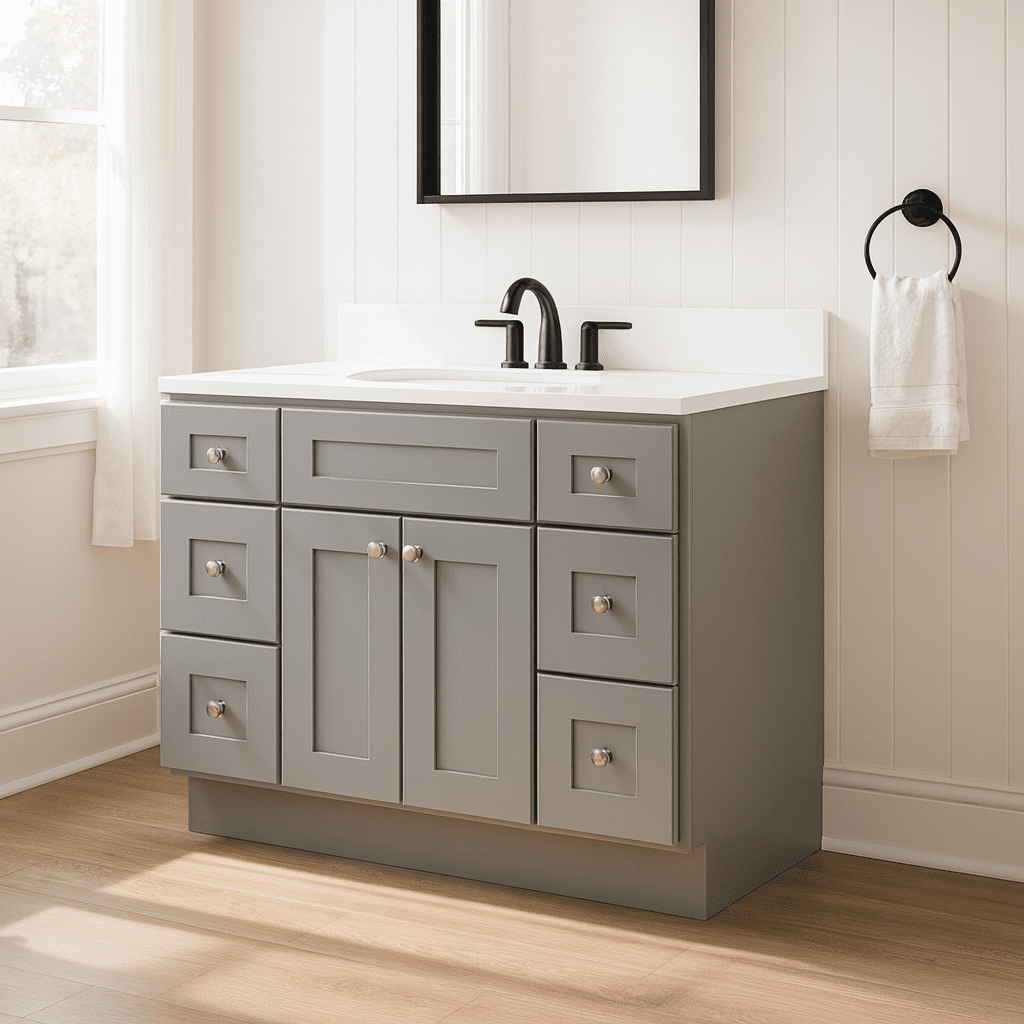 Design House Brookings 48" x 22" Ready to Assemble Solid Wood 6-Drawer Bath Vanity Cabinet, Sherwin Williams® Gray