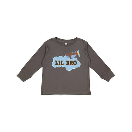 

Inktastic Lil Bro Airplane Boys Pilot Brother Gift Toddler Boy Girl Long Sleeve T-Shirt
