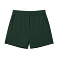 thumbnail image 6 of iHPH7 Women's Stretch Waist Shorts Summer Casual Lightweight Solid Color Shorts Elastic Waist Comfy Relaxed Fit Lounge Shorts with Pockets for Vacation Travel Everyday Wear Dark Green L, 6 of 6