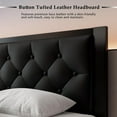 thumbnail image 4 of Honfach Twin Size Metal Platform Bed Frame with Faux Leather Upholstered Button Tufted Headboard, Black, 4 of 8