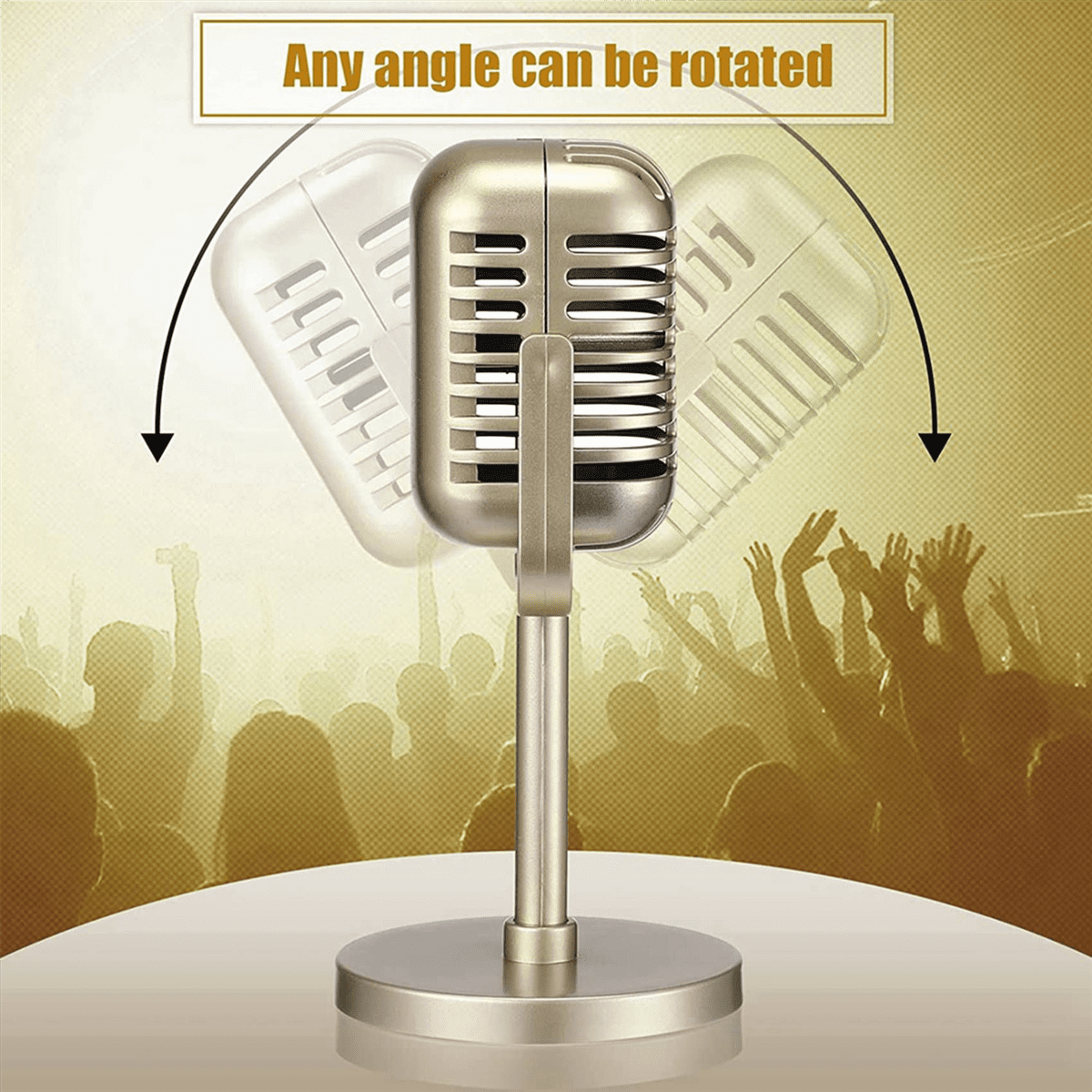 8Pcs Retro Microphone Props Model Vintage Microphone Antique Microphone Toy Microphone Stage Table Decor,Gold