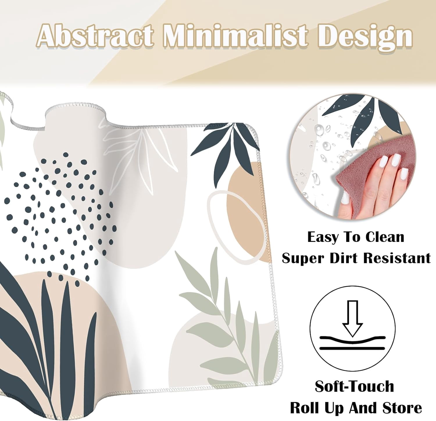 Boho Mouse Pad, Large Desk Pad, Desk Mats on Top of Desks, Cute Desk Mat, Neutral Office Desk Supplies, Minimalistic Modern Abstract Plant Botanical, 31.5x11.8'''' XL Desk Cover Mat - Tropical