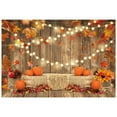 thumbnail image 1 of Fall Pumpkin Photography Backdrop Autumn Thanksgiving Harvest Hay Leaves Wooden Background Sunflower Maple Baby Shower Banner, 1 of 5
