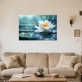 thumbnail image 3 of ZHONGYUTONG White Lotus Flower Wall Art Lotus Motivational Quotes Zen Decor for Bathroom Yoga Office Flower on Water Pictures Spa Canvas Prints Framed (12.00" x 18.00"), 3 of 5
