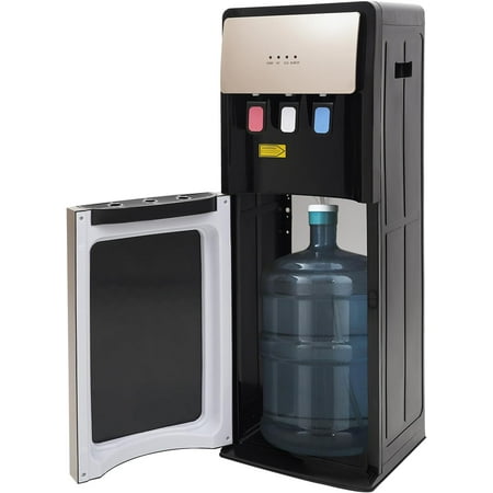 Bottom Loading Water Dispenser，Water Dispenser with 3 Temperatures with Hot, Room & Cold Spouts ，Floor Standing Water Cooler for 3- or 5-Gallon Jug Bottle (Champaign Gold)