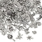 Naler Antique Silver Mixed Charms Pendants for Adult DIY Jewelry Making and Crafting, 120 Pieces