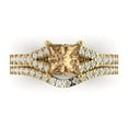 thumbnail image 2 of Clara Pucci 14K Yellow Gold Princess Cut 1Ct Simulated Champagne Engagement Ring + Matching Band - Luxury Box Included, 2 of 7