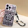 thumbnail image 5 of Compatible for iPhone 15 Plus Case with Phone Charm Chain,Pink Stars Checkered Stripe Matte Frosted Cute Phone Case for iPhone 15 Plus Women Girly Protective Case, 5 of 15