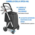 thumbnail image 2 of LEUYA ABC Chariot d'Épicerie, Chariot de Magasinage à 4 Roues, Chariot de Magasinage en Aluminium 46 L avec Sac Isotherme, Poignée Ajustable, Chariot de Magasinage Pliant (Noir), 2 of 8