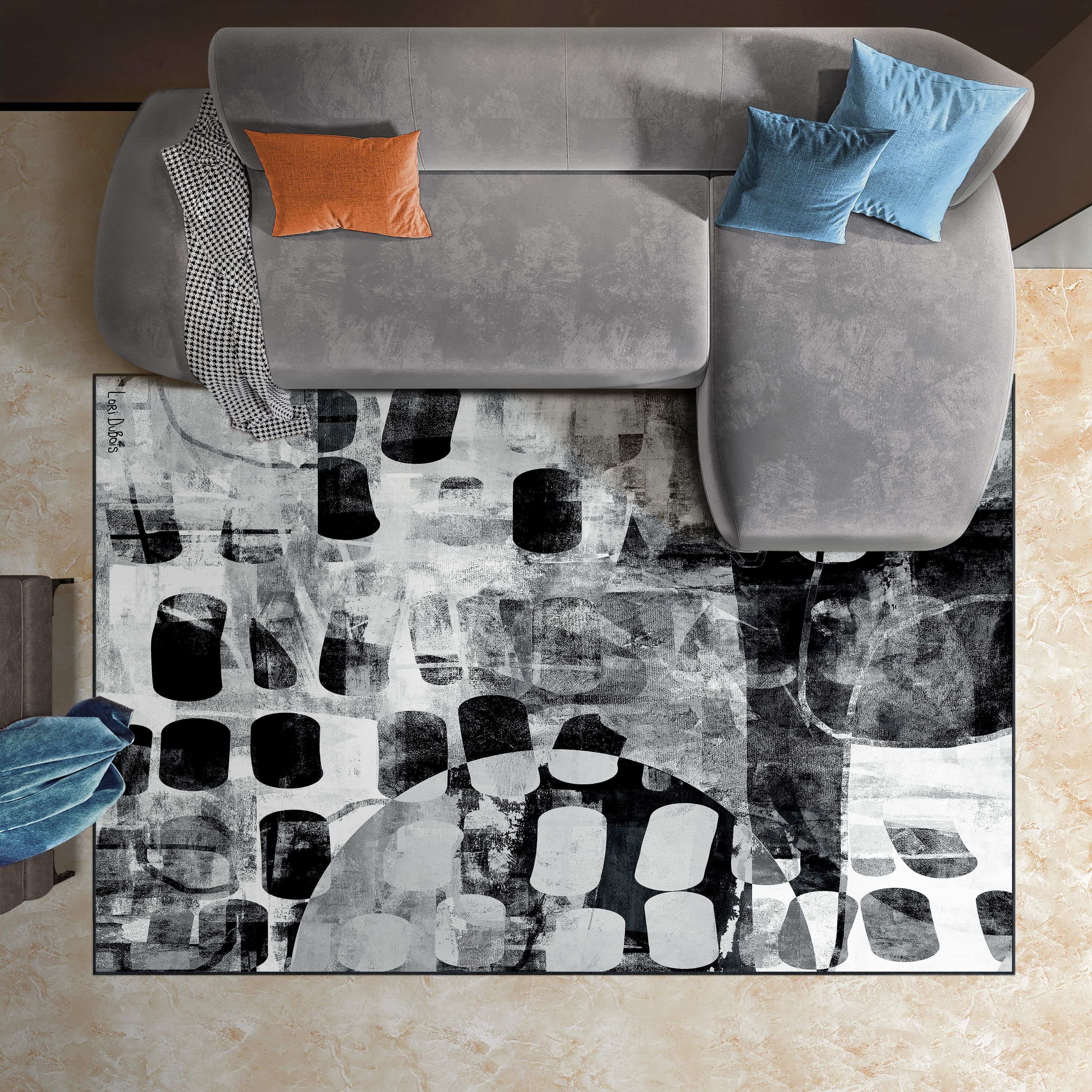 New Territory II Washable Geometric Art Area Rug size 5'x8', Power-loomed, Heavenly Softness with Non-Slipping Backing