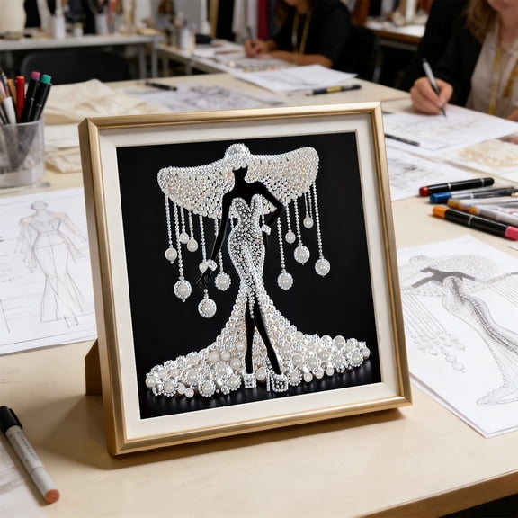 Diamond Art Kits For Adults Elegant Lady DIY Rhinestone Kit, Gorgeous Pearl Diamond Art for Home Wall Decoration