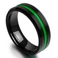 thumbnail image 2 of Wedding Rings For Men & Women. 8mm Black Tungsten Band w/ Green Groove Line, 2 of 3