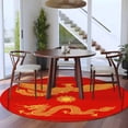 thumbnail image 3 of Chinese New Year Round Area Rug 5Ft Washable Circle Rugs for Living Room Bedroom, Yellow Dragon Traditional Art Red Non-Slip Carpet Floor Mats Indoor Outdoor Carpet Runner Aesthetic Home Decor, 3 of 8